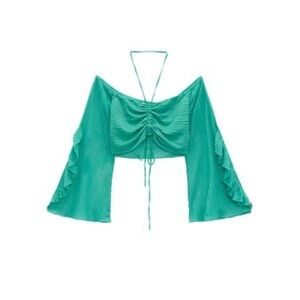 Zara Teal Ruched Blouse